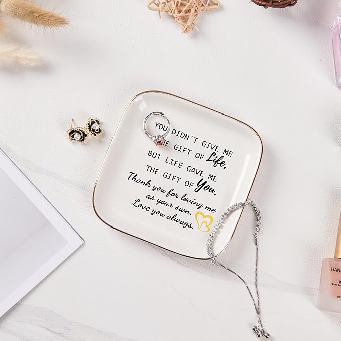 Piudee Step Mom Gifts for Bonus Mom Jewelry Dish Ring Dish Tray for Mother in Law Birthday Christmas Valentines Mother's Day Gift for Stepmom Bonus Mom - Thank You for Loving Me As Your Own