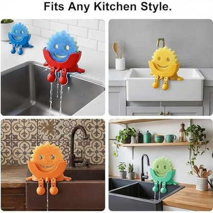 3D Printed Cute Smiley Sponge Holde - With Drainage,Keeps Your Sponge Dry & Smiling,For Cute Smiley Sponge Holder (green, large size)