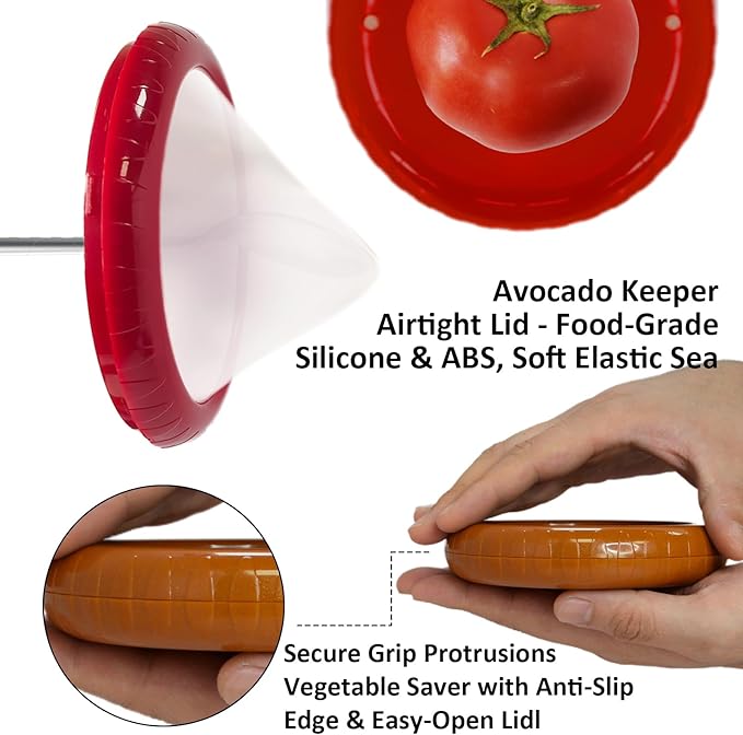 AWLGAK Silicone Food Storage Containers Avocado Saver for Fridge Onion Storage 4-Piece Set Reusable Anti-Oxidation Box Perfect for Vegetables Fruits Lemons Garlic Tomatoes Potatoes