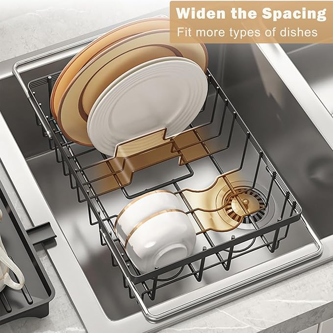SOVGIZF Dish Drying Rack with Detachable Drainboard – Expandable Over Sink Dish Rack, Dish Dryer Rack for Inside Sink,Countertop Dish Drainer with Utensil Holder