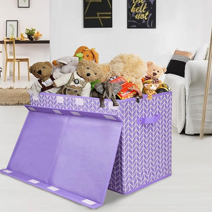 Mayniu Large Toy Box Chest with Flip Lid, Toy Storage Organizers Bin Boxes Basket with Sturdy Handles for Boys, Girls, Kids, Nursery, Playroom, Living Room, Bedroom, (Purple)