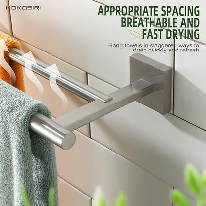 KOKOSIRI Towel Holder Bath Towel Bar with Two Rails for Bathroom Kitchen Towel Racks 36 Inch Brushed Nickel Stainless Steel B5005BR-L36