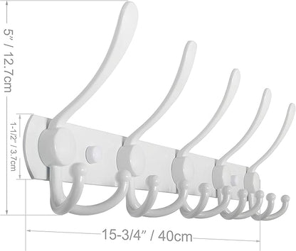 WEBI Coat Rack Wall Mount,Coat Hooks Wall Mounted,Coat Hanger Wall,Hook Rack Rail,Wall Coat Rack with Hooks for Hanging Jacket,Clothes,White