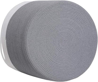 24" x 24" x 17" Max Size Large Cotton Rope Basket, Extra Large Storage Basket, Woven Laundry Hamper, Cloth Storage Bin, for Blankets Clothes Towels Pillows in Living Room, Grey