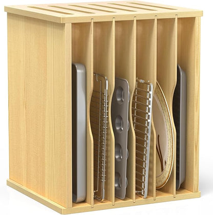 sandpaint 7 Tier Large Size Wooden Tray Dividers for Cabinet, Kitchen Cabinet Tray Divider for Pans, Storing pans, Baking trays, Cutting Board