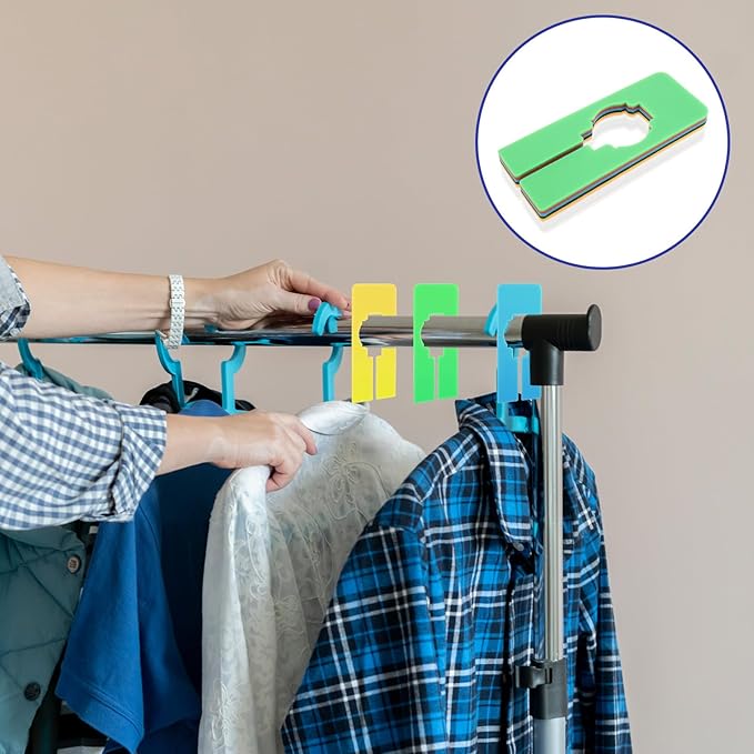 12 PCS Clothing Rack Dividers Plastic Closet Dividers for Hanging Clothes Plastic Clothing Divider Writable Reusable Separators Closets Labels Divider Size Tags for Clothings Racks Sorting, 6 Colors