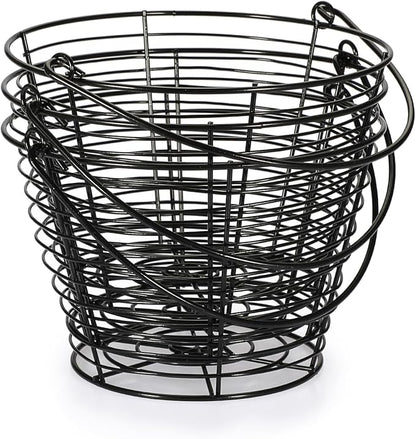 3 PCS 8" Black Round Wire Egg Baskets With Handle, Small Metal Egg Collecting Basket for Gathering Fresh Eggs, Chicken and Duck Eggs Hunting Basket Egg Holder Countertop