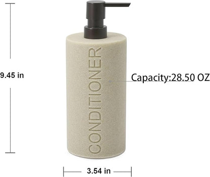 Indecor Home Resin Tan Sandstone Conditioner Engraved Bottle Refillable Pump Dispenser, Durable Waterproof Resin Construction for Bath, Shower - Tan Sandstone ORB Pump