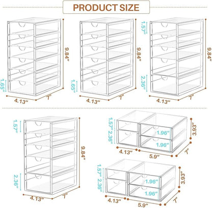 30 Drawers, Acrylic Desk Makeup Organizer, Plastic Drawers Organizer, Stackable Storage Solution for Makeup, Dresser, Office, Bathroom Clear Plastic Craft and Bead Storage Cabinet