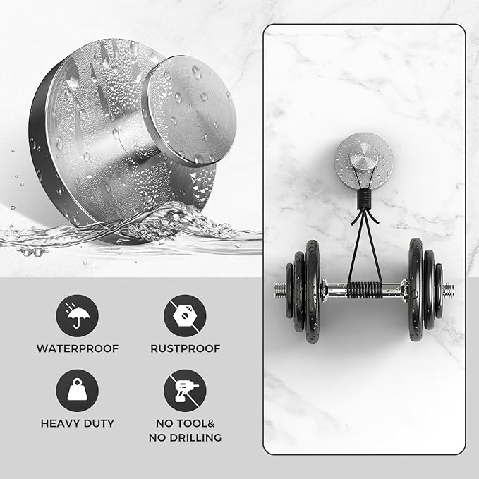 WingWider Shower Hooks for Inside Shower,Suction Cup Hooks for Glass Window,Removable Towel Hooks for Bathrooms,4 Packs(Silver)