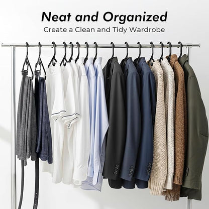 HOUSE DAY Quality Plastic Clothes Hangers 12 Pack – Super Heavy Duty 20lb Capacity Thick Strong Closet Hangers Black for Adult Clothing – Durable for Coats, Jackets, Jeans, Pants