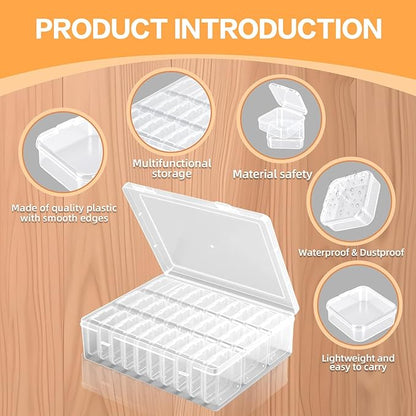Bead Organizer Box, 31 Mini Clear Jewelry Organizers and Hinged Lid Bead Storage Containers, Ideal for DIY Jewelry Crafts, Screws and Small Parts Craft Storage