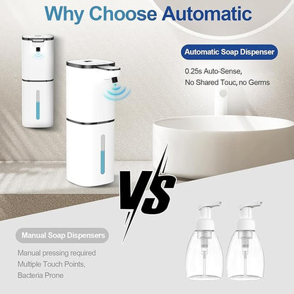 Automatic Liquid Soap Dispenser, 9 Adjustable Levels, 380ml/12.8oz, Auto Touchless Hand Soap or Dish Soap Dispenser,USB Rechargeable Dispenser,Wall Mount or Tabletop Use for Bathroom Kitchen