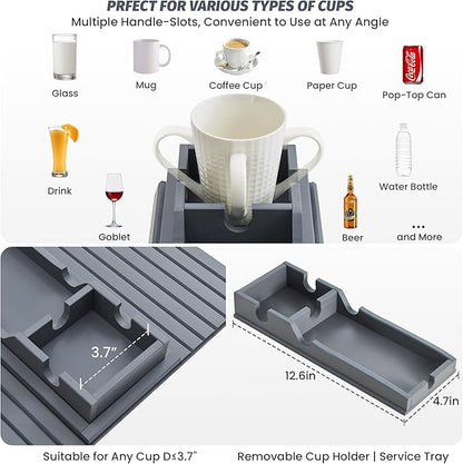 GEHE Detachable Couch Cup Holder, Anti Falling Sofa Arm Tray, Natural Bamboo Sofa Cup Holder More Safe for You Family, Portable Couch Arm Tray Armrest Table for Remote, Snacks, Phone, Drinks