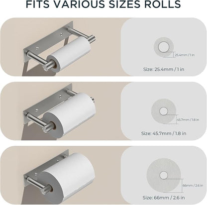 FORIOUS Adhesive Toilet Paper Holder Brushed Nickel, Self Adhesive or Wall Mounted Options, Stainless Steel Rustproof Stick on no Drilling Pivoting Toilet Tissue Roll Holder Wall Mount for Bathroom