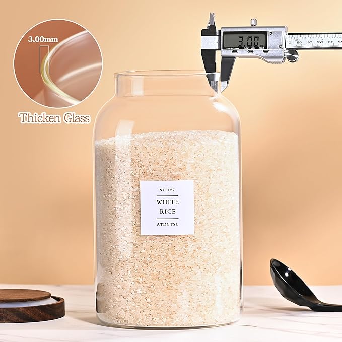 Glass Storage Jars,1PACK 95oz/2800ml Clear Glass Food Storage Containers with Airtight Bamboo Lid Stackable Kitchen Canisters for Candy,Cookie,Rice,Sugar,Flour,Nuts and Spice Jars