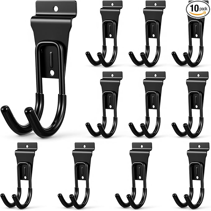 10pcs Slatwall Hooks Gladiator Hooks J Garage Hook Slatwall Accessories Small Durable Metal Wall Hangers for Garden Hose Efficient Storage,Efficient Storage Heavy Duty Tool and Garage Hook
