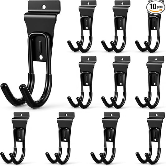 10pcs Slatwall Hooks Gladiator Hooks J Garage Hook Slatwall Accessories Small Durable Metal Wall Hangers for Garden Hose Efficient Storage,Efficient Storage Heavy Duty Tool and Garage Hook