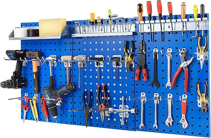 Goplus Garage Pegboard, Metal Pegboard Tool Organizer Kit with 3 Pegboards & 28 PCs Hanging Accessories, Heavy Duty Wall Organizer Peg Board for Workshop, Tool Storage