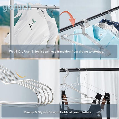 Clothes Hangers 50 Pack - Heavy Duty Stainless Steel Metal Hangers, Ultra Thin Space Saving Wire Coat Hangers with Non-Slip Shoulders (16.5 Inch)