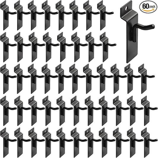 1" Black Slatwall Hooks, 60 Pack Slat Wall Hanging Display Hooks, Slatwall Accessories for Retail Home Efficient Storage