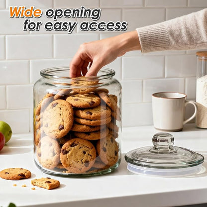 Masthome Large Glass Jar,1 Gallon Glass Jar with Lid, Airtight,Dishwasher Safe,Wide Mouth Storage Canister for Pasta,Flour,Nuts,Cookies,& More-Send 15 Food Storage Bags