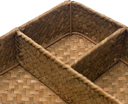 Tea Bag Holder, Woven Tea Bag Organizer, Tea Candy Storage Basket, Sugar Packet Holder, Coffee Station Condiment Organizer (10.2 x 7.9 x 2.4 inch)