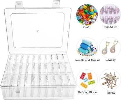 Guyuyii Bead Organizer Box - 30 Individual Small Clear Plastic Bead Organizers and Storage with Hinged Lid for Diamond Painting, Seeds & Jewelry - Portable Travel Container Set