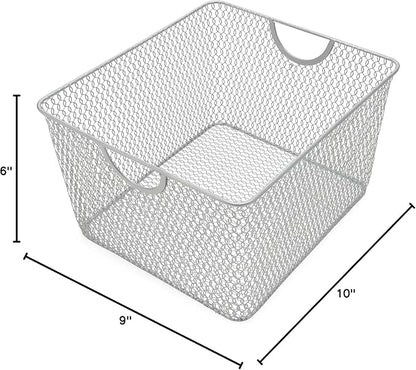 YBM HOME Kitchen Pantry Organizer Wire Baskets for Shelves, Cabinets, Pantry, Countertop, Mesh Open Storage Bin Metal Basket for Organizing Food Supplies, 3 Pack, 10x9x6