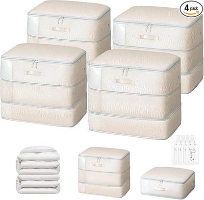 DIMJ Comforter Storage Bag - 110L Large Capacity Ultra Space Saving Self Compression Organize for Duvet, Pillow, Bedding, Blanket Storage Organizer Nylon Compression Bags, Sheet Storage