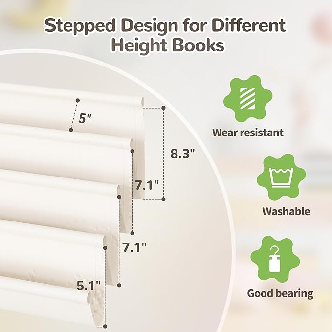 ELYKEN Toddler Bookshelf for Kids Rooms, Nursery Book Shelves with Open Forward Display, Montessori Book shelf for Baby Room, Small Children Classroom Books Rack Storage, Reading Corner for Kid, Beige