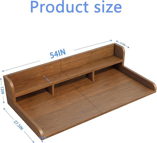Washer Dryer Countertop, Laundry Wood Shelf Topper with Edge, 2-Tier Laundry Countertop, for Washer and Dryer Laundry Hamper Counter Storage Organization (Walnut)