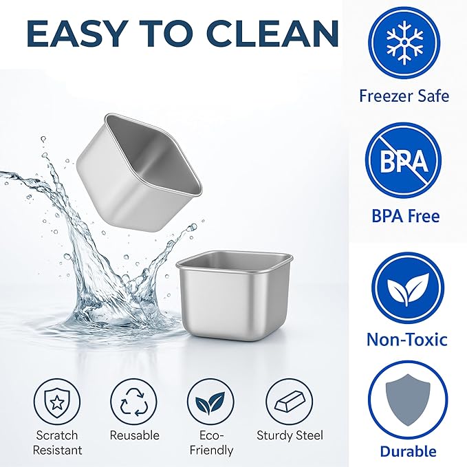 MHB 6-Pack 6oz Stainless Steel Snack Containers,Easy Open Leak-Proof Food Storage with Silicone Lids, Stackable Metal Lunch Box,Small Snacks Containers Portable Travel & Picnic, Fruit-Designed Lid