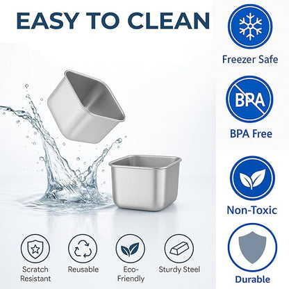 MHB 6-Pack 6oz Stainless Steel Snack Containers,Easy Open Leak-Proof Food Storage with Silicone Lids, Stackable Metal Lunch Box,Small Snacks Containers Portable Travel & Picnic, Fruit-Designed Lid