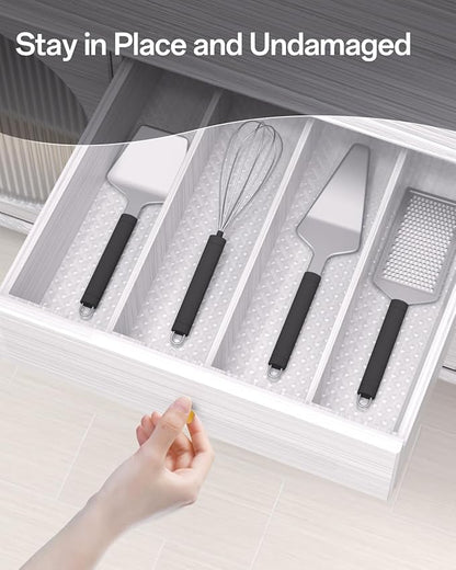 Shelf and Drawer Liner for Kitchen Cabinet, Non-Adhesive 24in x 120in Waterproof Contact Paper Refrigerator Liners Thickened Durable EVA Material Non Slip Mat for Dresser Cupboard Pantry Protector