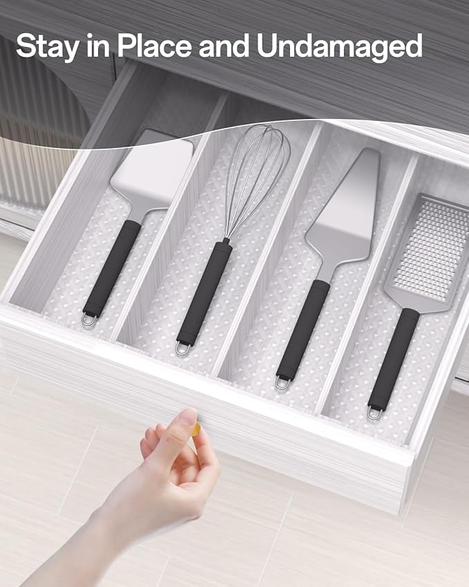 Shelf and Drawer Liner for Kitchen Cabinet, Non-Adhesive 24in x 360in Waterproof Contact Paper Refrigerator Liners Thickened Durable EVA Material Non Slip Mat for Dresser Cupboard Pantry Protector