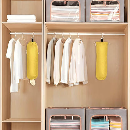 2 PCS Plastic Bag Holder Wall Mount Grocery Bag Holder Shopping Bag Trash Bag Storage Organizer Dispenser for Kitchen Closet 22 x 9 Inch Geometric Yellow