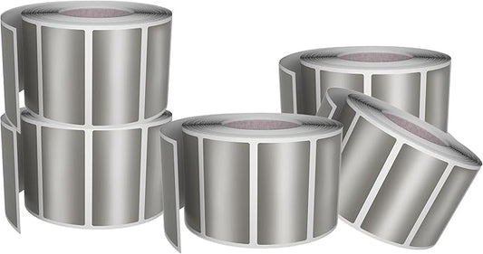 Small Color-Coding Label Roll 40mm x 19mm, 5 Rolls- 2500-Pack, Rectangular Labels Paper Stickers Bulk 1.57in x 0.75 in (Silver) by Royal Green