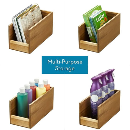iDesign Acacia Wood Open-Front Pantry Bin for Kitchen Organization - Set of 4 - Natural