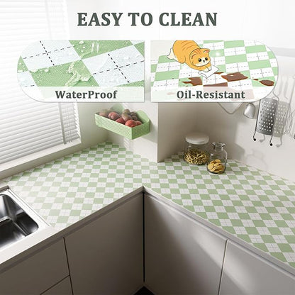 Sage Green Shelf Liner for Kitchen Cabinets 24" x 240" Non-Adhesive Non-Slip Drawer Liners for Dresser, Waterproof Washable Paper, Durable Protector Mat for Pantry Shelves Cupboards