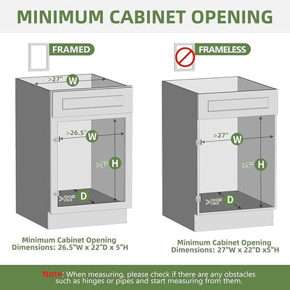 Pull Out Drawers for Cabinets, 25½” W x 21” D Soft Close Slide Out Drawers for Kitchen Cabinets, Cabinet Pull Out Shelves Requires At Least 26.5” Cabinet Opening