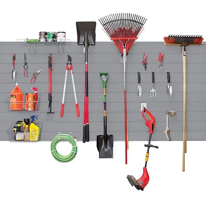 Proslat Garage Storage PVC Slatwall Panel - 2 Packs of 8 ft. x 4 ft. Sections (20 Single Slats which make up 64 sq.ft ) (Light Gray)
