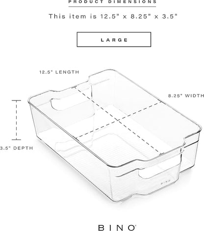 BINO | Stackable Plastic Storage Bins, Large - 12 Pack | THE STACKER COLLECTION | Multi-Use Organizer Bins | BPA-Free | Pantry Organization | Home Organization | Fridge Organizer | Freezer Organizer