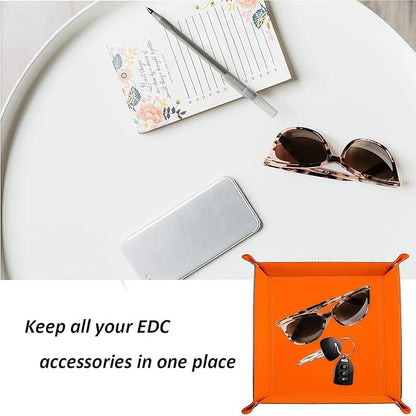 siduater Valet Tray Desktop Storage Organizer – Vegan Leather Catchall Bedside Vanity Tray Nightstand Caddy Holder for Remote Controller, Watch, Keys, Phone, Wallet, Coin, Jewelry, Marble Brown