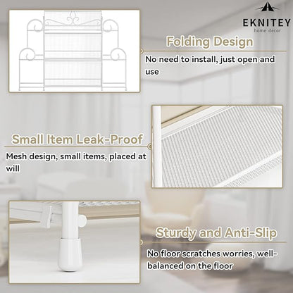 EKNITEY 3-Tier Bathroom Organizer - Sink Organizer Spice Rack for Countertop Storage, White (No Assembly)