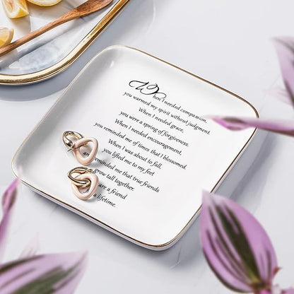 PUDDING CABIN Friendship Ring Trinket Dish - Lifetime Friendship Gift for Women, BFF, Coworkers, Moving Away
