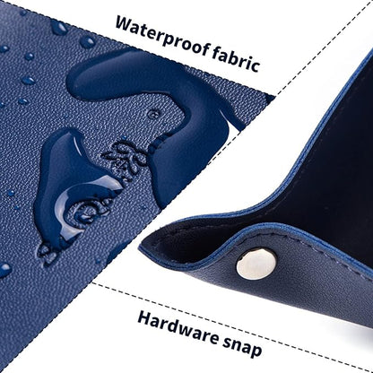 SANQIANWAN Leather Jewelry Valet Tray for Women and Man, Portable Entryway Table Tray Bedside Nightstand Desk Tray Small Catchall Travel Dish Plate for Key,Wallet,Watch,Coin (8x8, Blue-B)