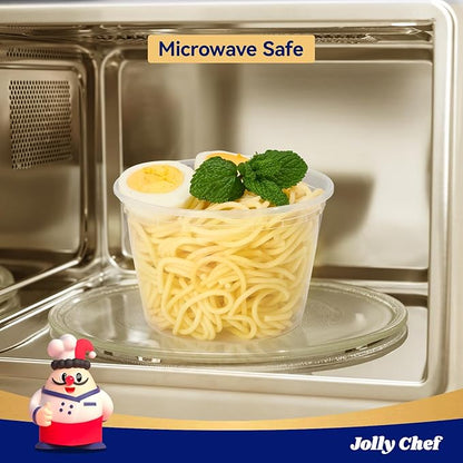 JOLLY CHEF Deli Food Storage Containers with Lids: [48 Sets 3 Sizes] 8 oz, 16 oz, 32 oz Plastic Soup Containers, BPA-free, leak-proof, Takeout Meal Prep Storage
