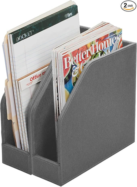 MobileVision Executive Grey Cloth Fabric Vertical File Holders - 2 Piece Combo
