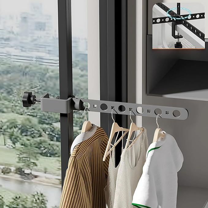 Foldable Indoor/Outdoor Swivel Folding 11-Hole Clothes Drying Rack - Black, Space-Saving, Portable, Heavy-Duty Aluminum for Small Spaces, Balcony, Bathroom, Travel & Camping Airer